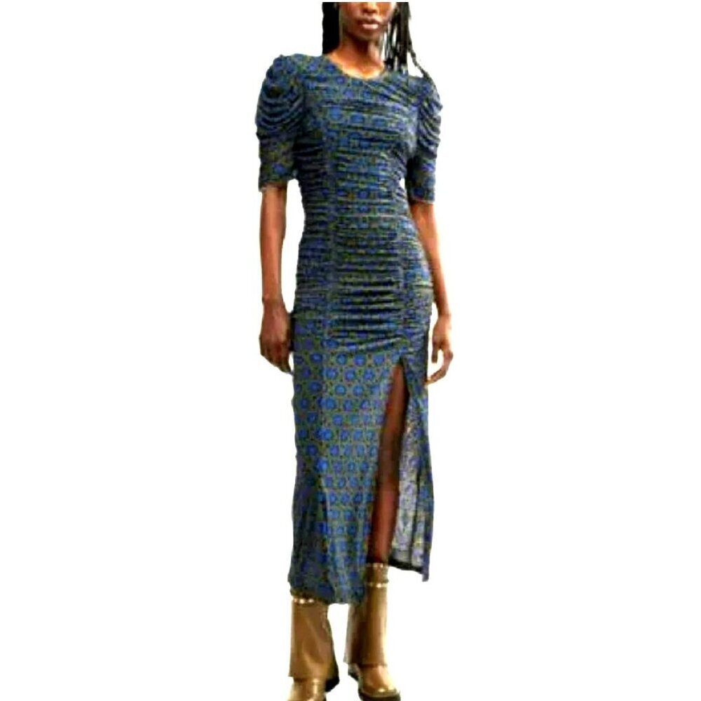 Free People Briella Ruched Mesh Midi Dress Size XS NWT